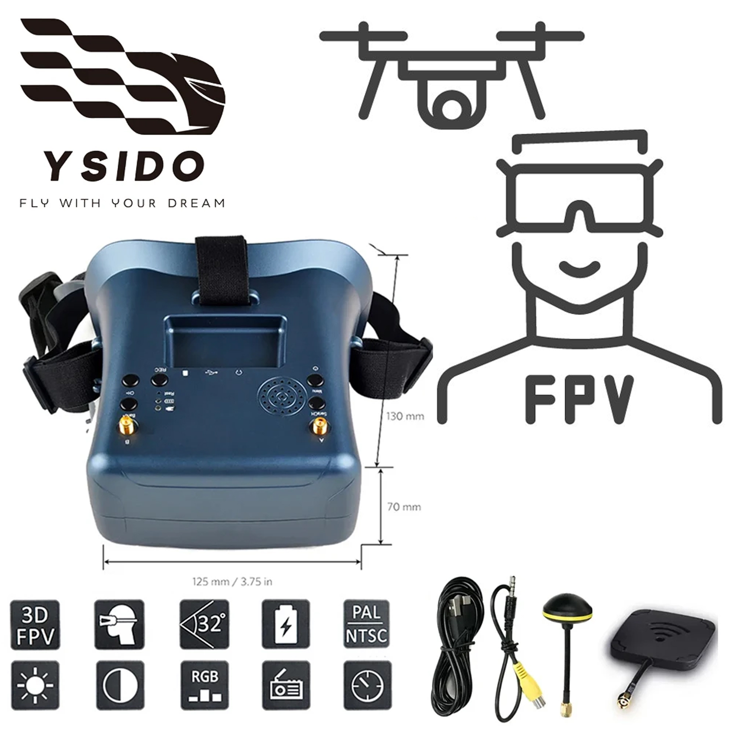 FPV Goggles 008D 5.8G 40CH 4.3 - Skyzone Cobra X V2 Fpv Goggles recension och pris